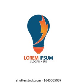 Bulb energy thunder bolt concept logo icon vector template