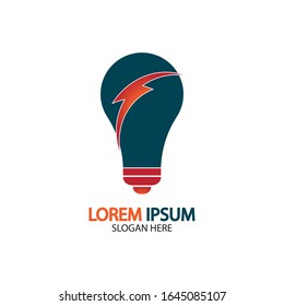 Bulb energy thunder bolt concept logo icon vector template