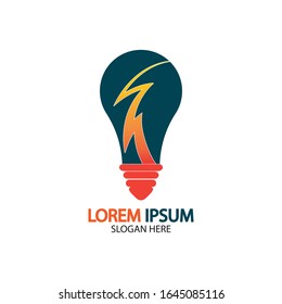 Plantilla vectorial de icono de logotipo de concepto de perno de energía en bombilla