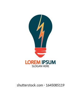 Plantilla vectorial de icono de logotipo de concepto de perno de energía en bombilla
