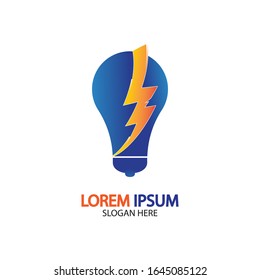 Bulb energy thunder bolt concept logo icon vector template