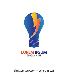 Bulb energy thunder bolt concept logo icon vector template