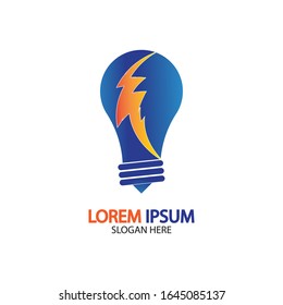 Plantilla vectorial de icono de logotipo de concepto de perno de energía en bombilla