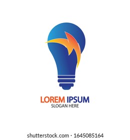 Bulb energy thunder bolt concept logo icon vector template