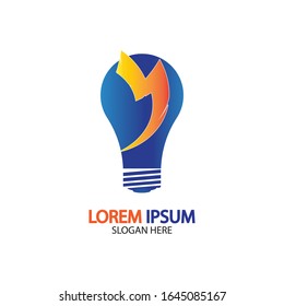 Plantilla vectorial de icono de logotipo de concepto de perno de energía en bombilla