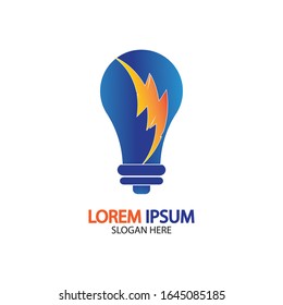 Plantilla vectorial de icono de logotipo de concepto de perno de energía en bombilla
