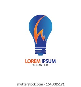Bulb energy thunder bolt concept logo icon vector template