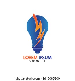 Plantilla vectorial de icono de logotipo de concepto de perno de energía en bombilla
