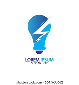 Bulb energy thunder bolt concept logo icon vector template