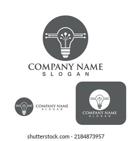 Bulb energy thunder bolt concept logo icon vector template