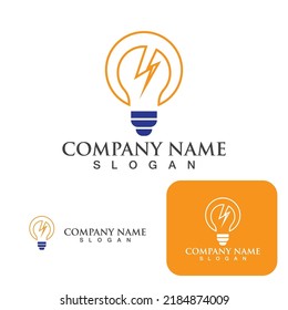 Bulb energy thunder bolt concept logo icon vector template