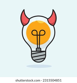 The Bulb with evil horn. Bad Idea. Isolated Vector Illustration