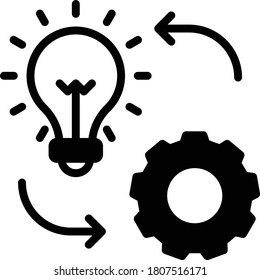 Bulb Exchange with cogwheel Cocnept Vector glyph Icon Design, Trade and barter Symbol on White background