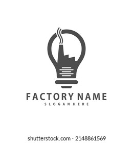 Vector de diseño de logotipo de Bulb Factory, diseño de logotipo de Creative Factory Plantilla Ilustración