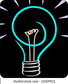 bulb with filament in black background	