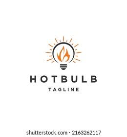 Plantilla de diseño de icono de logotipo en caliente de incendio de bombilla vector plano