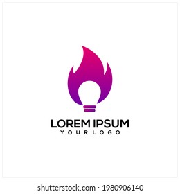 Bulb fire logo illustration vector