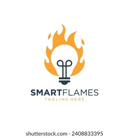 Bulb with Flames Logo Design. Simple and Modern. Vector illustration