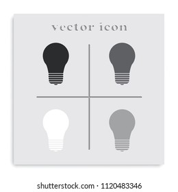 Bulb flat black and white vector icon. Lightbulb illustration.