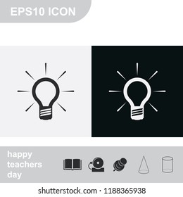 Bulb flat black and white vector icon.