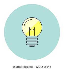 bulb flat line icon in blue circle on white background for web and mobile app. vector illustration easy to edit and customize. eps 10