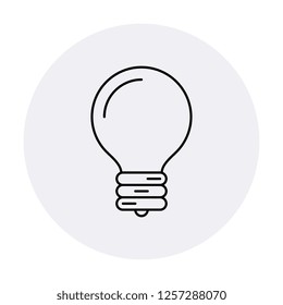 bulb flat line icon in grey circle on white background for web and mobile app. vector illustration easy to edit and customize. eps 10