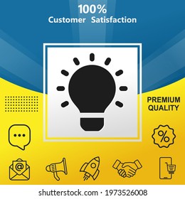 Bulb flat vector glyph color icon. With yellow and blue background option