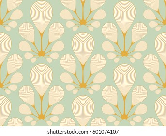bulb flowers seamless pattern in gold and ivory