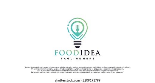 Bulb fork creativo desayuno logotipo restaurante y negocio Premium Vector