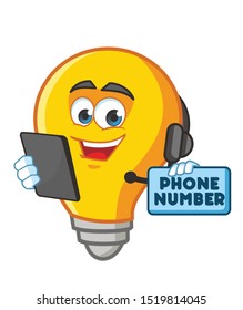 bulb with gadget cartoon mascot character vector design