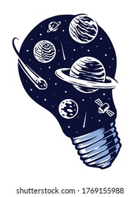 bulb and galaxy vector illustration