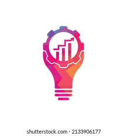 bulb gear finance logo. Light bulb from Gears Logo Template. Cogwheel and Arrow Vector Design.