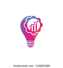 bulb gear finance logo. Light bulb from Gears Logo Template. Cogwheel and Arrow Vector Design.	