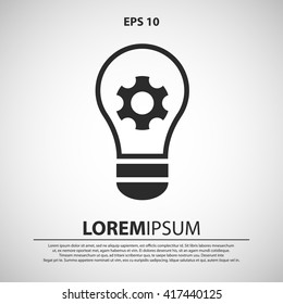 bulb and gear icon. bulb and gear vector illustration