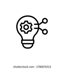 Bombilla, equipo, icono de innovación. Línea simple, contorno vectorial elementos de innovaciones iconos para ui y ux, sitio web o aplicación móvil