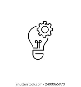 Bulb with Gear Line Style Icon Design