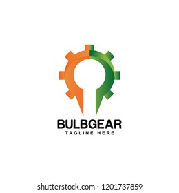 bulb gear logo design template