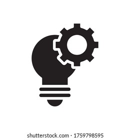 bulb with gear machine silhouette style icon vector illustration design
