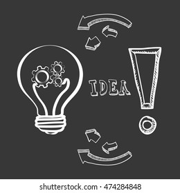 bulb gears big and great idea creativity icon set. Sketch and draw design. Vector illustration
