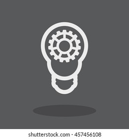 Bulb with gears and cogs vector icon. Idea symbol. Light lamp sign.