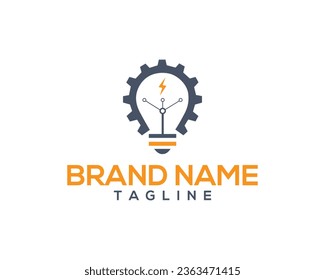 Bulb gears idea logo design creative concept vector illustration.