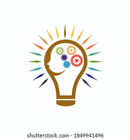 Bulb gears logo . creative design vector template