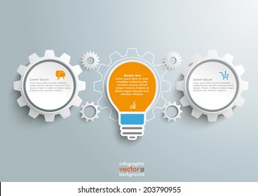 Bulb with gears on the grey background. Eps 10 vector file.
