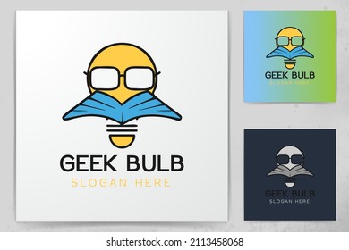 Bulb, Geek, book logo designs