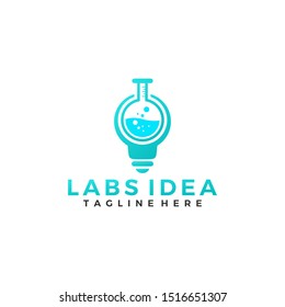 Bulb glass labs idea logo design template.