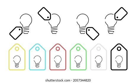 Bulb, glass vector icon in tag set illustration for ui and ux, website or mobile application