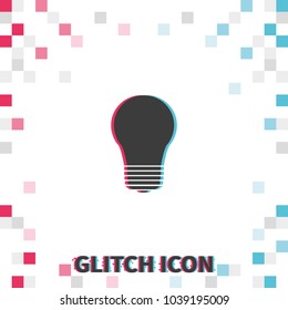 Bulb  glitch effect vector icon. Lightbulb illustration.