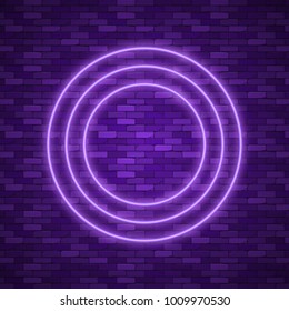 Bulb glowing. Neon ring lamp sign isolated on transparent background. Blue electric light circle. Vector round bulb banner for advertising design