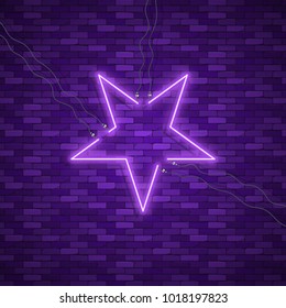 Bulb glowing. Neon ring lamp sign isolated on transparent background. Blue electric light star. Vector round bulb banner for advertising design