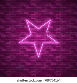 Bulb glowing. Neon ring lamp sign isolated on transparent background. Blue electric light star. Vector round bulb banner for advertising design